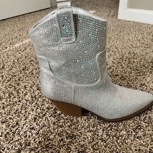 Silver sparkle boots